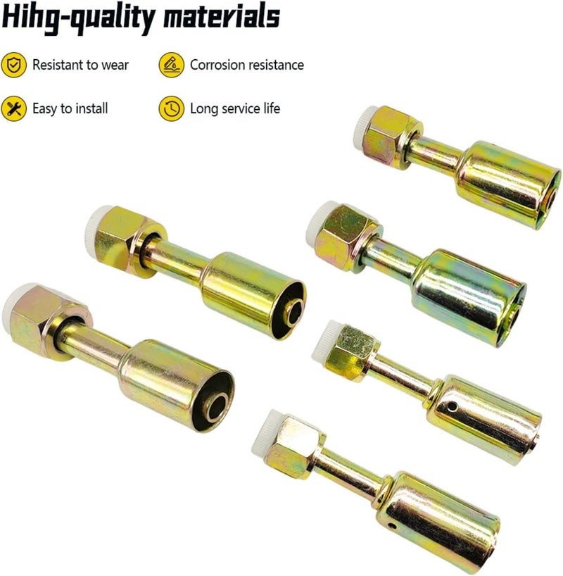 SIDMILE 6Pcs Air Conditioning #6#8#10 AC Fitting Set for Standard Hose, Female Oring Beadlock Straight (180 Degree) - Image 4